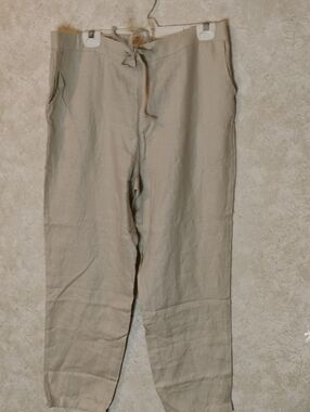 NWT Women's IXIMO 100% Linen Pants, Tan Color, Vacation, Lightweight, Size XL